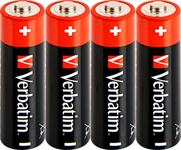 Verbatim Batterie Alkaline, Mignon, AA, LR06, 1.5V Premium, Shrinkwrap (4-Pack)