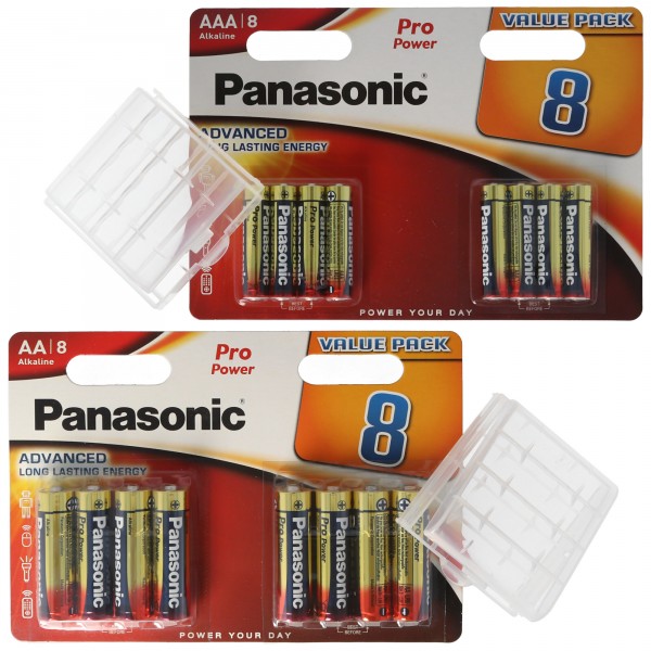 "ALL YOU NEED"-Paket mit 8x Panasonic AA Batterien, 8x Panasonic AAA Batterien und 2x Aufbewahrungsboxen
