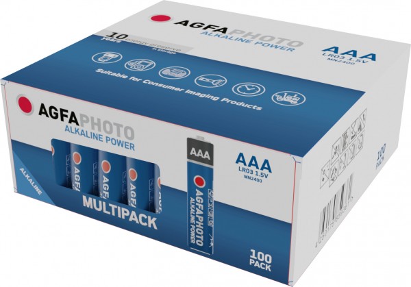 Agfaphoto Batterie Alkaline, Micro, AAA, LR03, 1.5V Power, Retail Box (100-Pack)