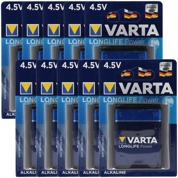 Varta Longlife Power ehem. High Energy 4912 Flachbatterie 4,5V, MN1203, 3LR12, 3LR12P 10er Box