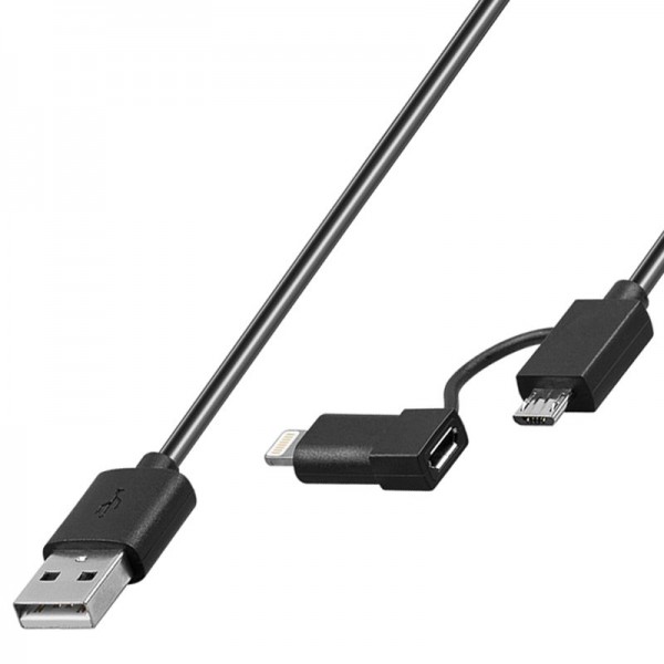 Ladekabel für Geräte mit Apple Lightning Kabel als auch mit dem Micro-USB Anschluss