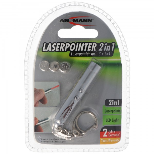 Ansmann Laserpointer 2in1 inklusive 3 Stück LR41 Knopfzellen