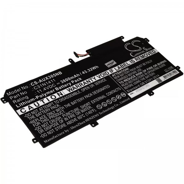 Akku für Laptop Asus Zenbook UX305CA / UX305FA / Typ C31N1411 - 11,4V - 3800 mAh