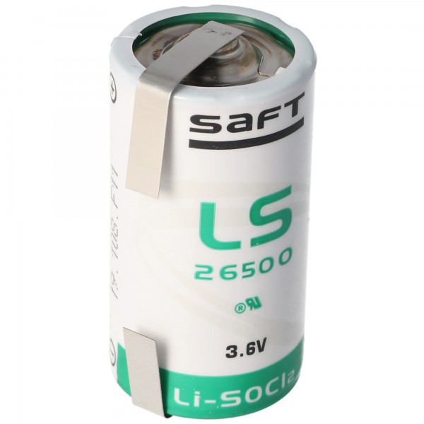 SAFT LS26500 Lithium Batterie Li-SOCI2, C-Size mit Lötfahne U-Form