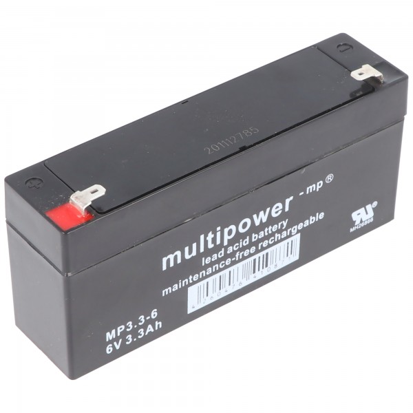 Multipower Blei-Akku MP3.3-6 mit Faston Kontakt 4,8mm