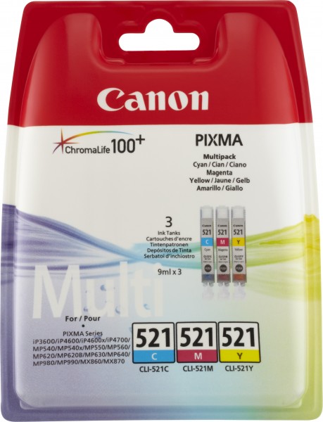 Canon Tinten Multipack CLI-521C/521M/521Y