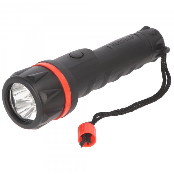 Velamp LED Gummi-Taschenlampe, 3 LEDs, wasserdicht, mit Tragesenkel, Lieferung ohne Batterien