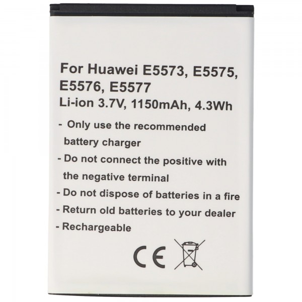 Akku passend für Huawei E5573, E5575, E5576, E5577, Li-Ion, 3,7V, 1150mAh, 4,3Wh - 1ICP4/45/62