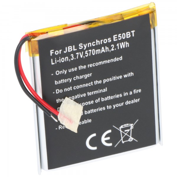 Akku passend für JBL Synchros E50BT, Li-Ion, 3,7V, 570mAh, 2,1Wh, built-in, ohne Werkzeug