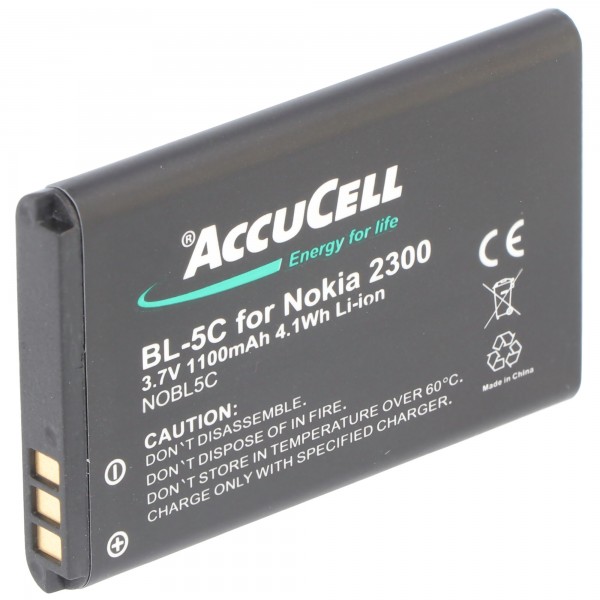 AccuCell Akku passend für Nokia 1600, BL-5C, 1100mAh