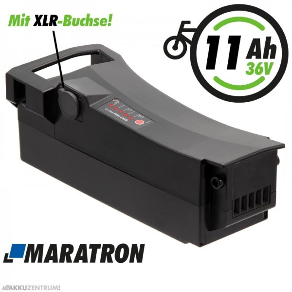 E-Bike Akku Maratron Ersatzakku für Impulse 2.0 – 37V / 10,4Ah – schwarz – mit XLR-Buchse - Sattelrohr