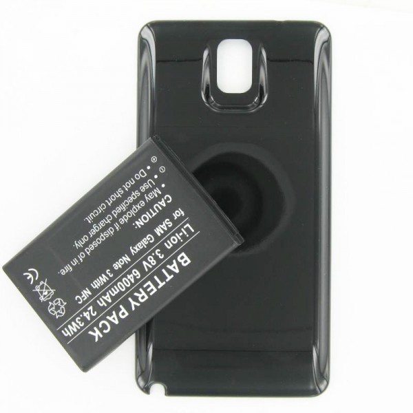 Samsung Galaxy Note 3, B800BE, B800BU Ersatz-Akku 6400mAh mit schwarzem Gehäuse ohne NFC