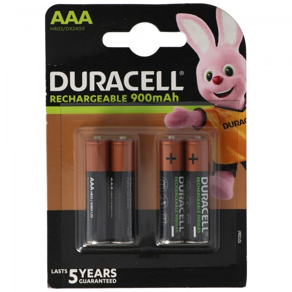 Duracell Recharge Ultra AAA Akku NiMH Micro mit bis zu 850mAh bis 900mAh Kapazität, 4er
